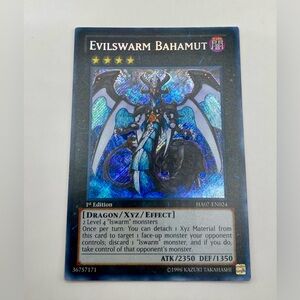 YU-GI-OH! Evilswarm Bahamut Holographic Card; 1st Edition; HA07-EN024; RARE.
